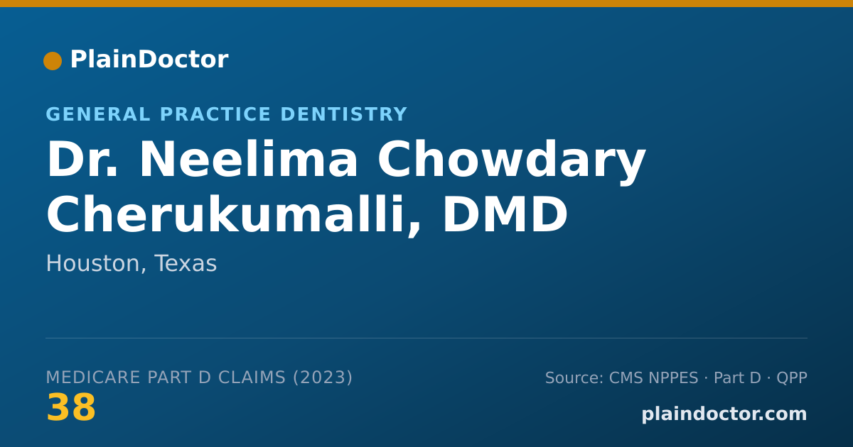 Shareable card for Neelima Chowdary Cherukumalli, DMD - General Practice Dentistry, Houston, TX