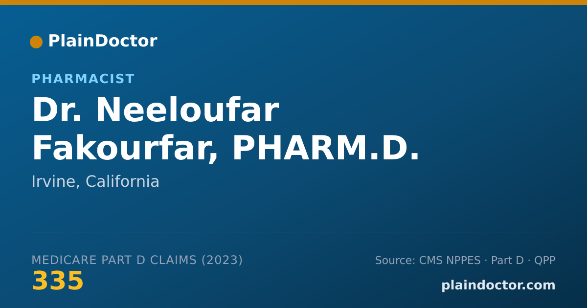Shareable card for Neeloufar Fakourfar, PHARM.D. - Pharmacist, Irvine, CA