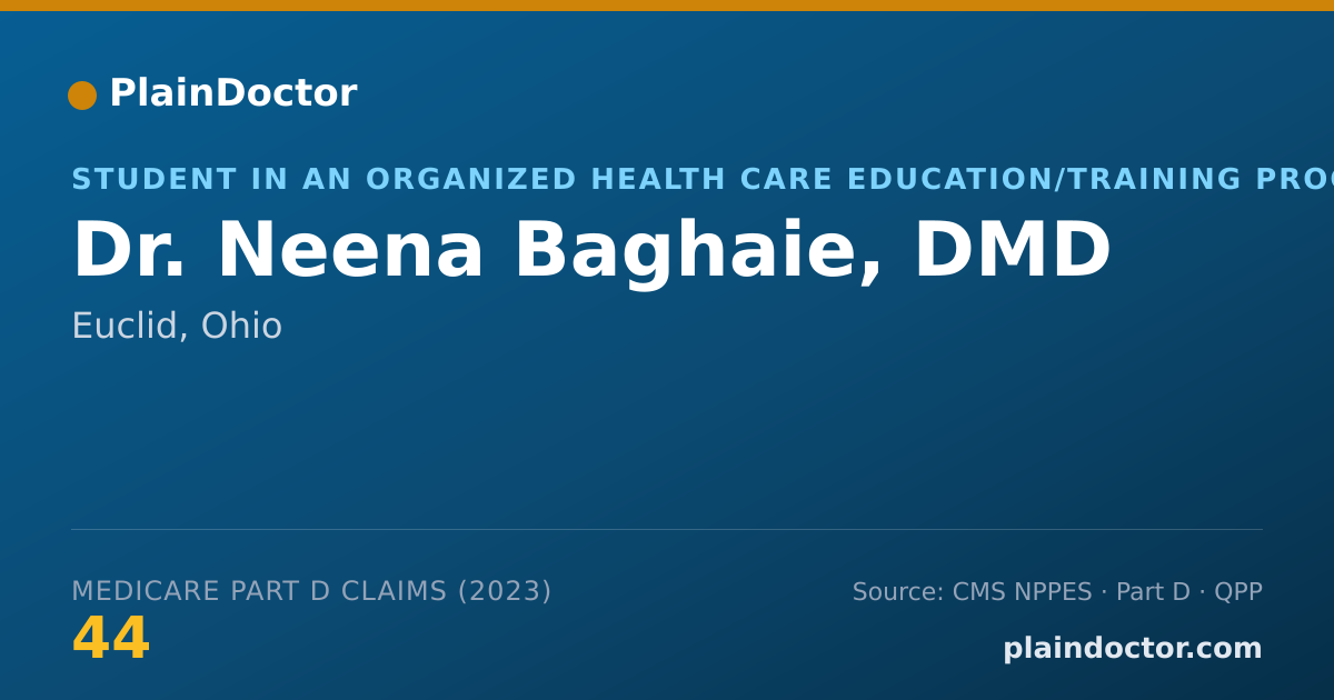 Shareable card for Neena Baghaie, DMD - Student in an Organized Health Care Education/Training Program, Euclid, OH
