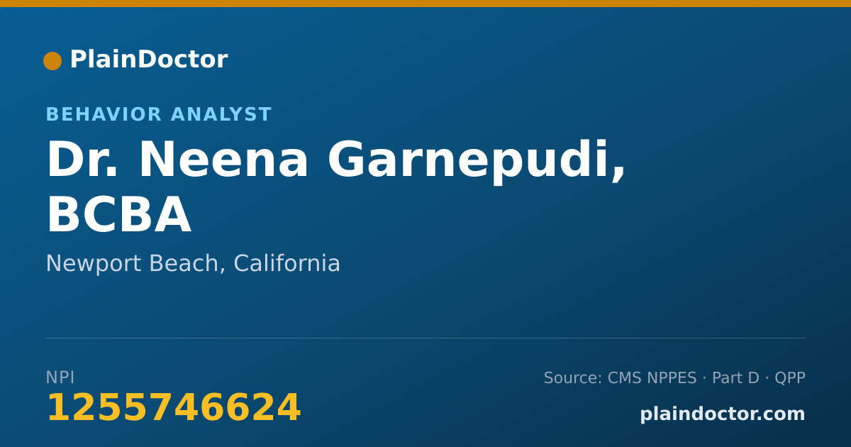 Shareable card for Neena Garnepudi, BCBA - Behavior Analyst, Newport Beach, CA