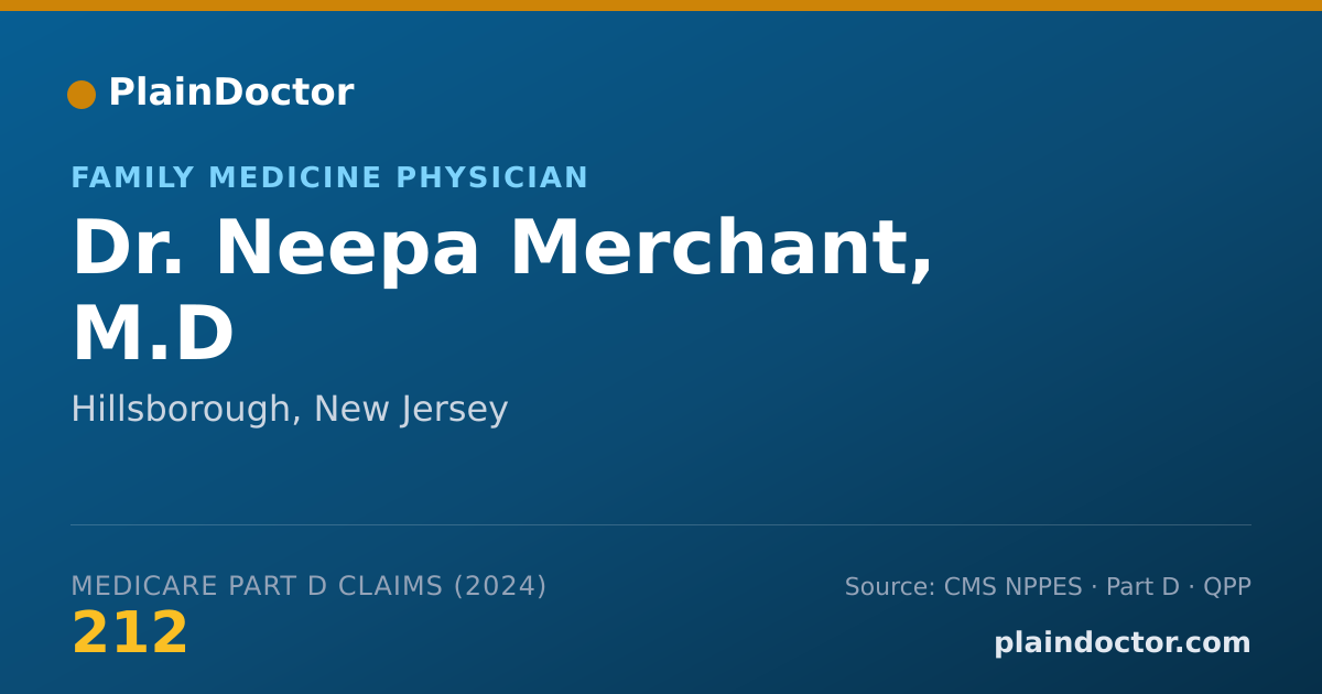 Shareable card for Neepa Merchant, M.D - Family Medicine Physician, Hillsborough, NJ