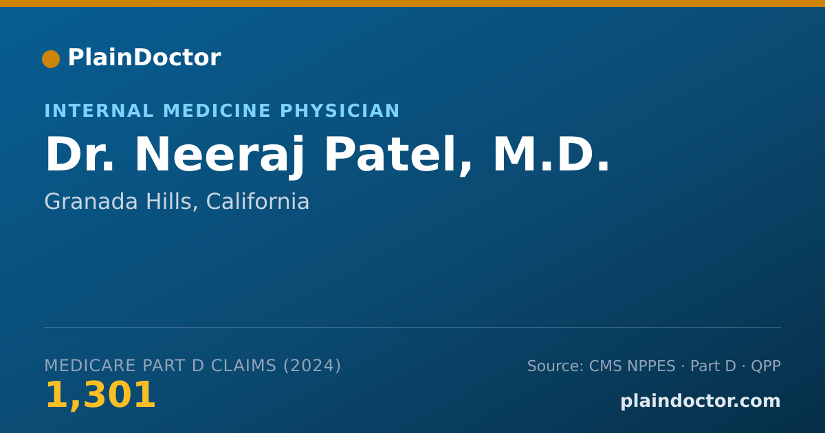 Shareable card for Neeraj Patel, M.D. - Internal Medicine Physician, Granada Hills, CA