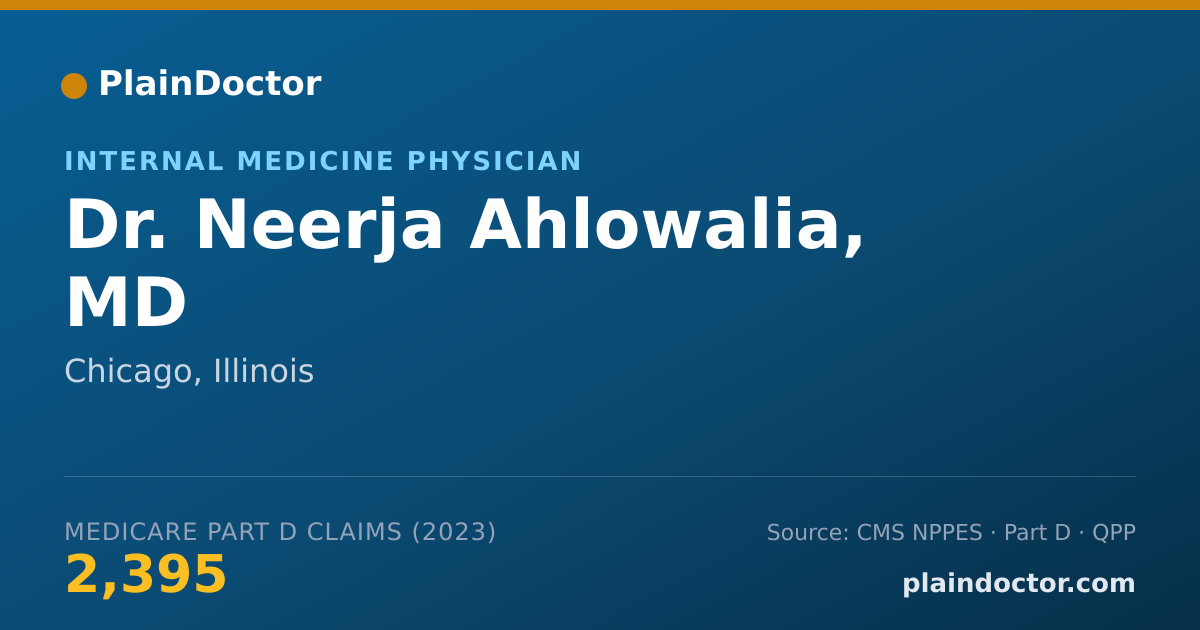 Shareable card for Neerja Ahlowalia, MD - Internal Medicine Physician, Chicago, IL