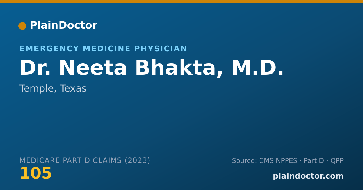 Shareable card for Neeta Bhakta, M.D. - Emergency Medicine Physician, Temple, TX