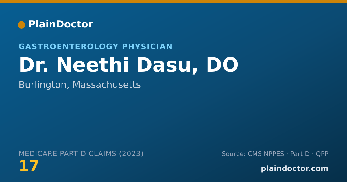 Shareable card for Neethi Dasu, DO - Gastroenterology Physician, Burlington, MA
