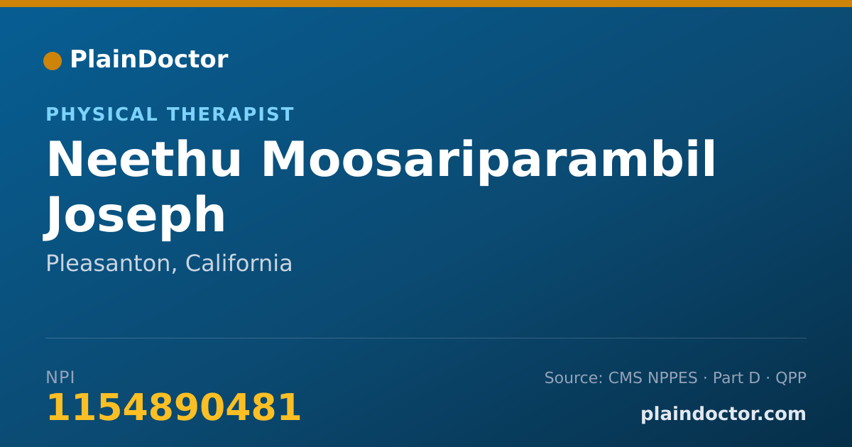 Shareable card for Neethu Moosariparambil Joseph - Physical Therapist, Pleasanton, CA