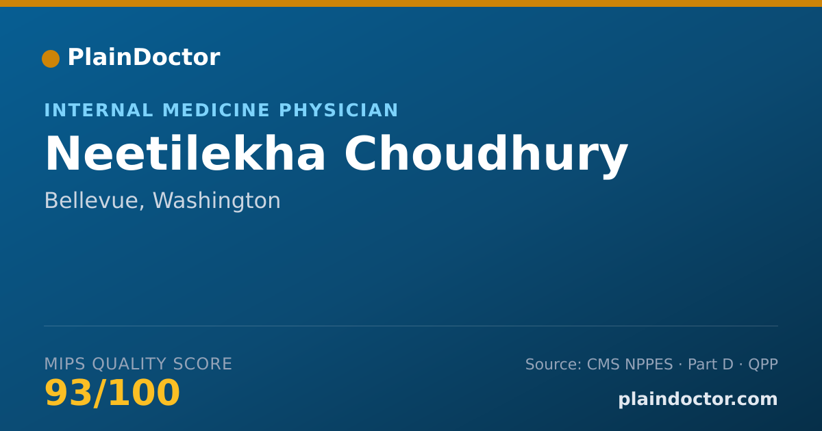 Shareable card for Neetilekha Choudhury - Internal Medicine Physician, Bellevue, WA