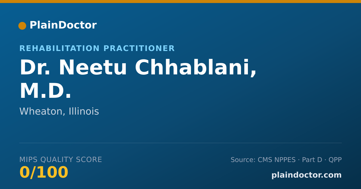 Shareable card for Neetu Chhablani, M.D. - Rehabilitation Practitioner, Wheaton, IL