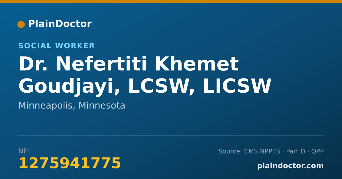 Shareable card for Nefertiti Khemet Goudjayi, LCSW, LICSW - Social Worker, Minneapolis, MN
