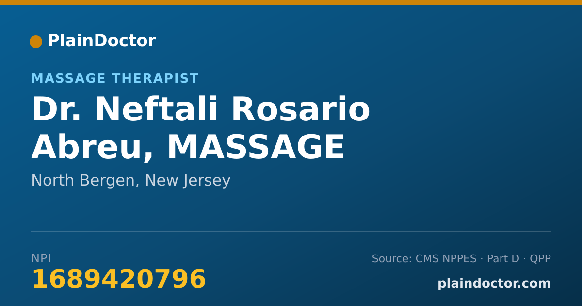 Shareable card for Neftali Rosario Abreu, MASSAGE THERAPIST - Massage Therapist, North Bergen, NJ