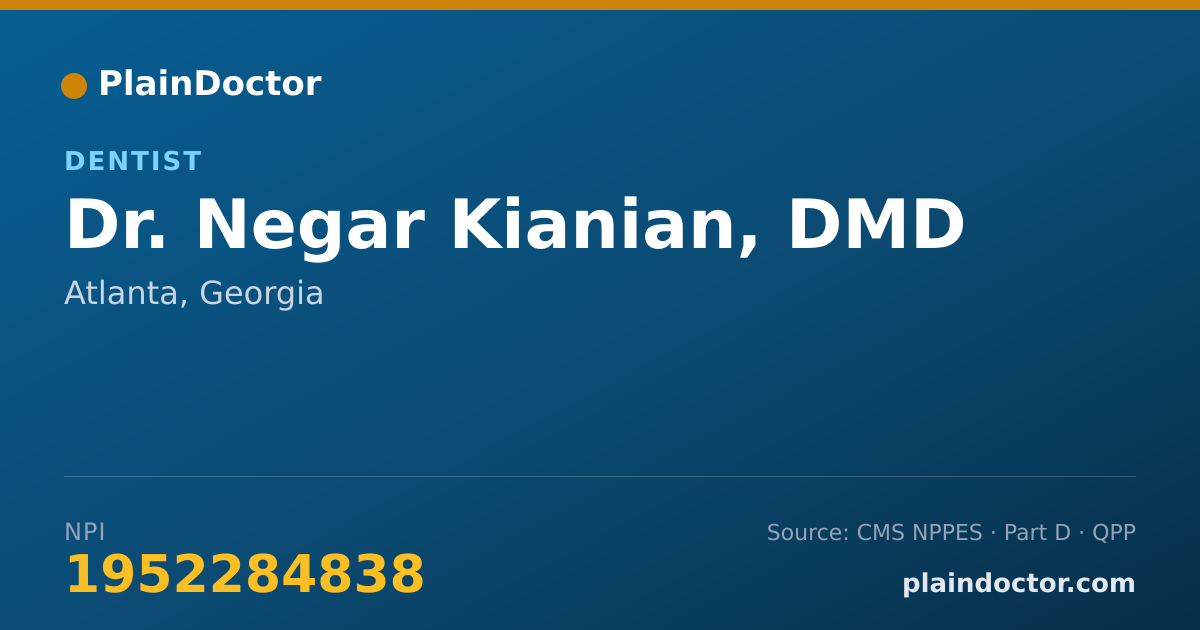 Shareable card for Negar Kianian, DMD - Dentist, Atlanta, GA