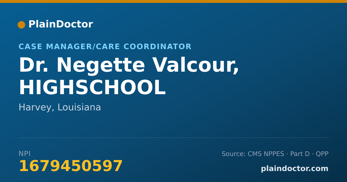 Shareable card for Negette Valcour, HIGHSCHOOL - Case Manager/Care Coordinator, Harvey, LA