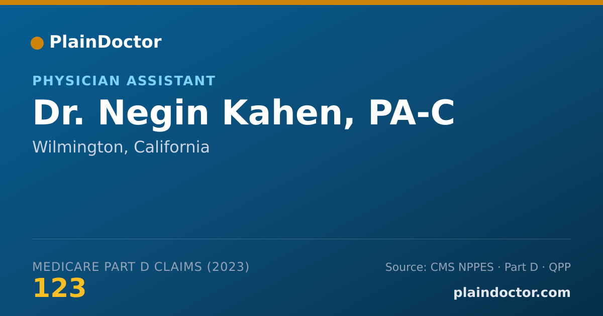 Shareable card for Negin Kahen, PA-C - Physician Assistant, Wilmington, CA