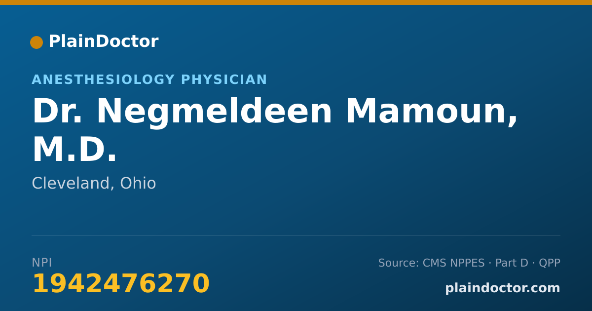 Shareable card for Negmeldeen Mamoun, M.D. - Anesthesiology Physician, Cleveland, OH