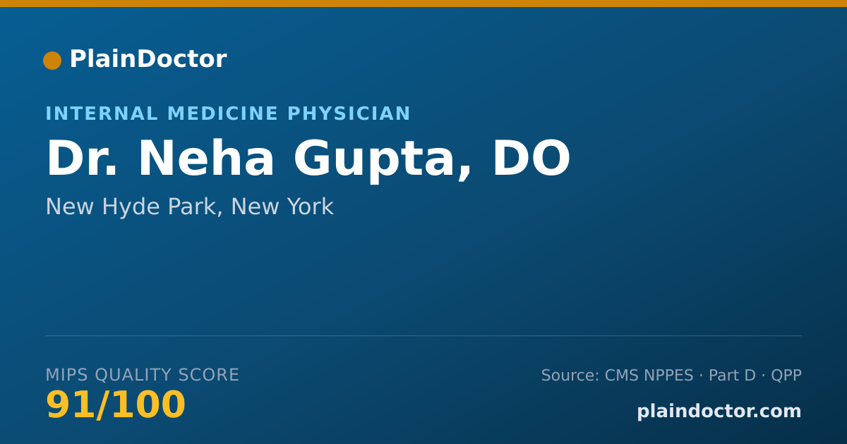 Shareable card for Neha Gupta, DO - Internal Medicine Physician, New Hyde Park, NY