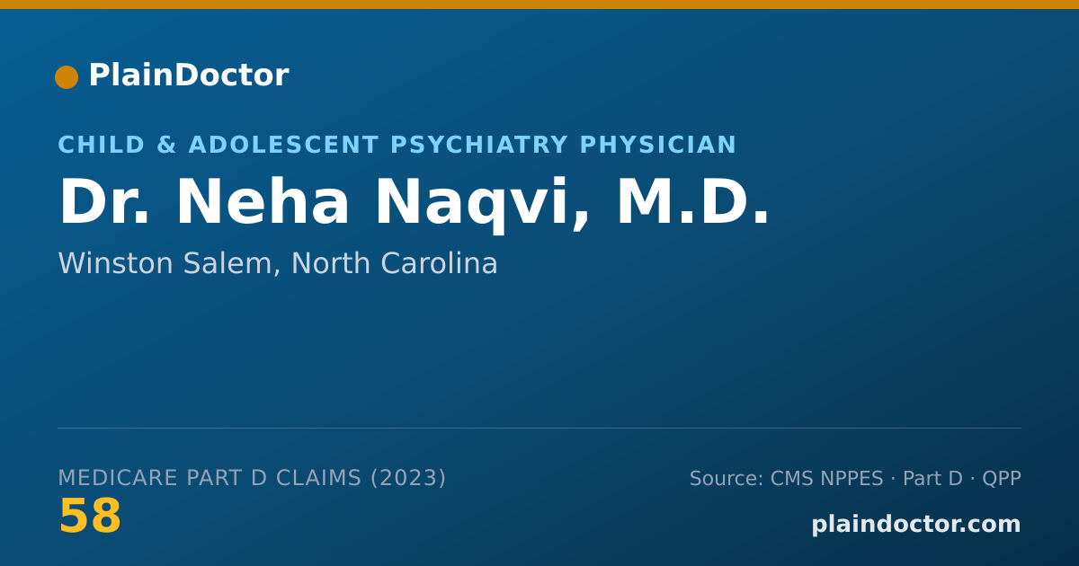 Shareable card for Neha Naqvi, M.D. - Child & Adolescent Psychiatry Physician, Winston Salem, NC