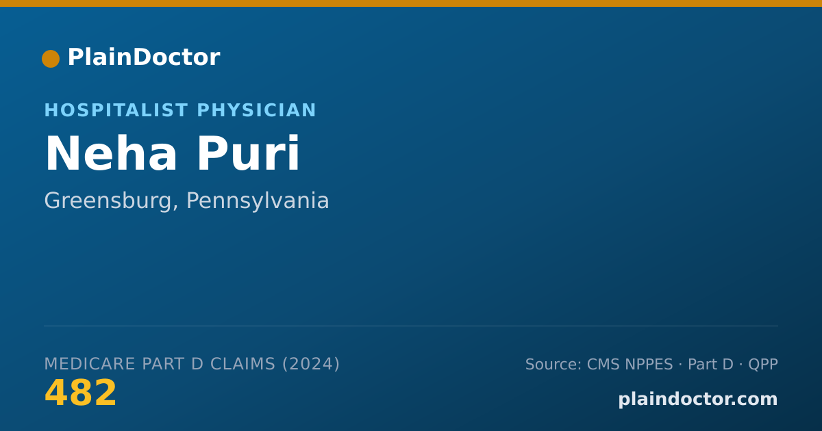 Shareable card for Neha Puri - Internal Medicine Physician, Greensburg, PA