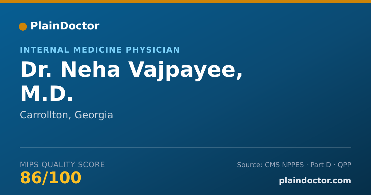 Shareable card for Neha Vajpayee, M.D. - Internal Medicine Physician, Carrollton, GA