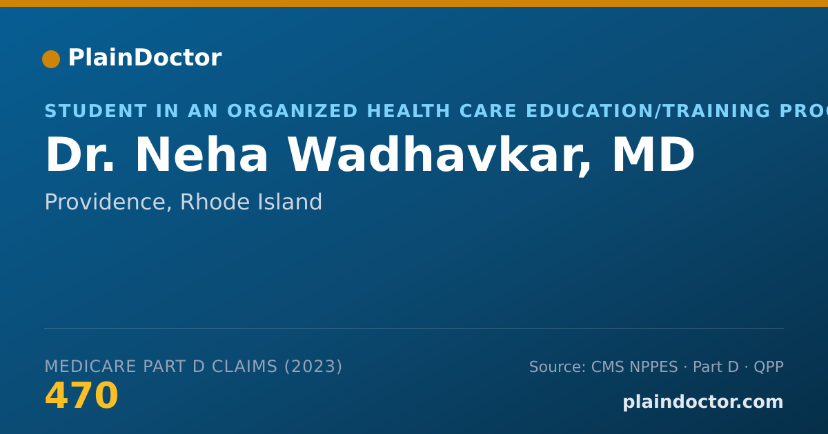 Shareable card for Neha Wadhavkar, MD - Student in an Organized Health Care Education/Training Program, Providence, RI
