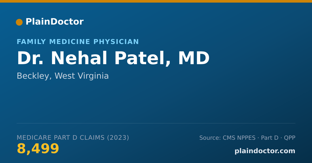 Shareable card for Nehal Patel, MD - Family Medicine Physician, Beckley, WV