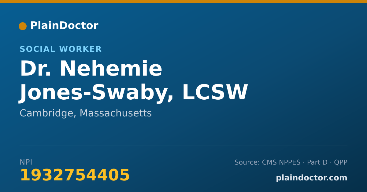 Shareable card for Nehemie Jones-Swaby, LCSW - Social Worker, Cambridge, MA