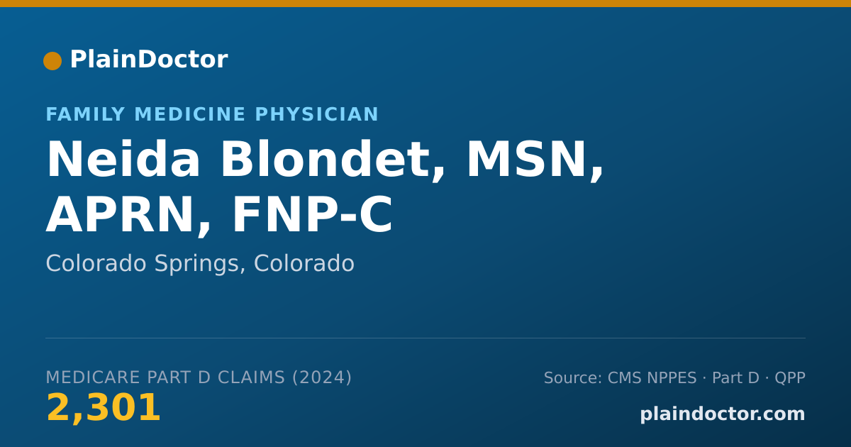 Shareable card for Neida Blondet, MSN, APRN, FNP-C - Family Medicine Physician, Colorado Springs, CO