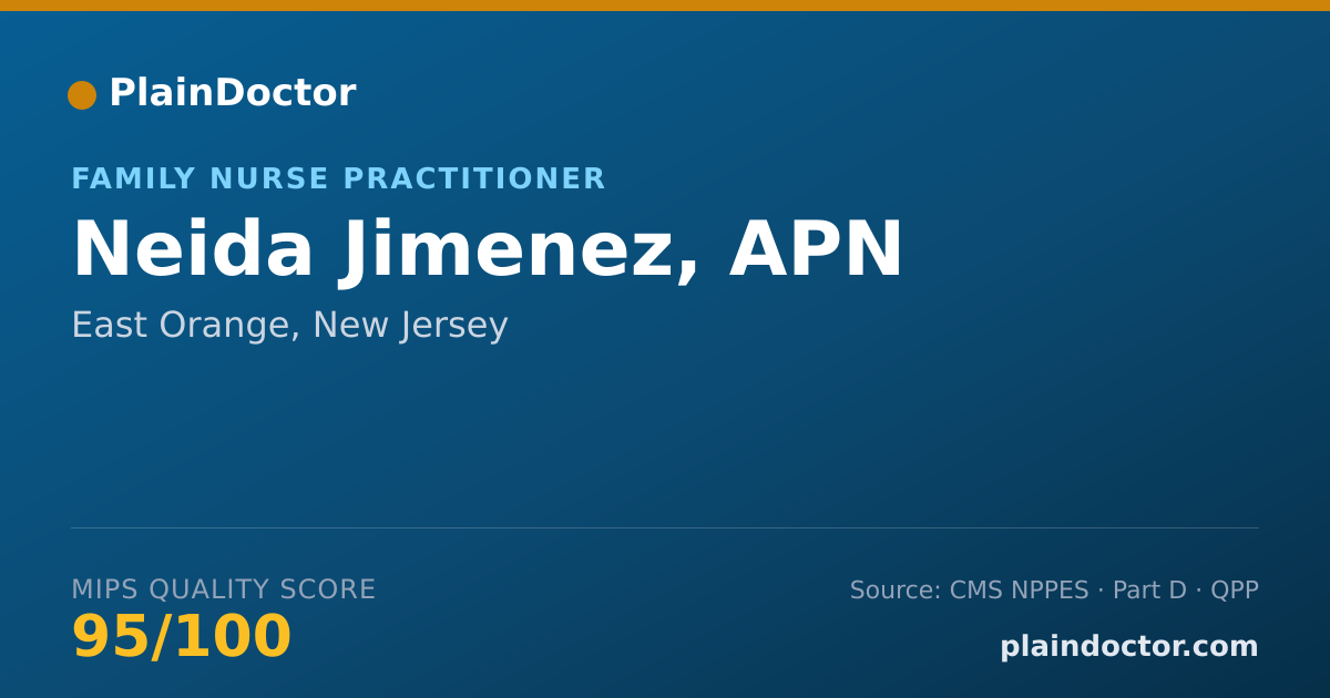 Shareable card for Neida Jimenez, APN - Family Nurse Practitioner, East Orange, NJ