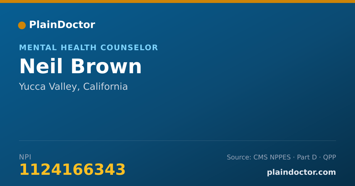 Shareable card for Neil Brown - Mental Health Counselor, Yucca Valley, CA