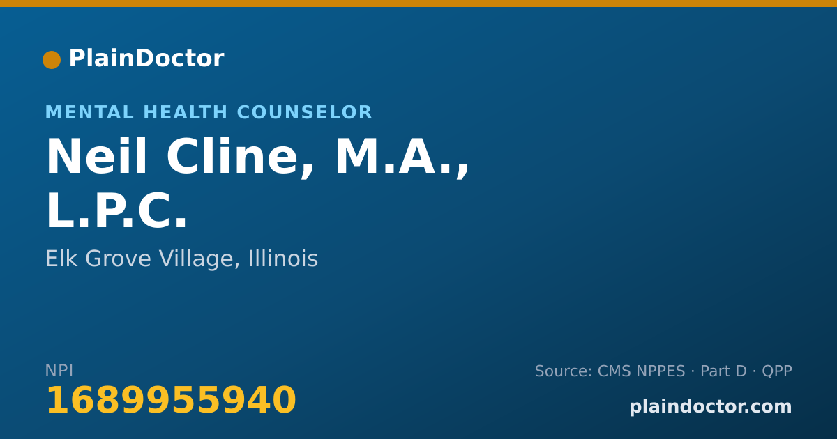 Shareable card for Neil Cline, M.A., L.P.C. - Mental Health Counselor, Elk Grove Village, IL