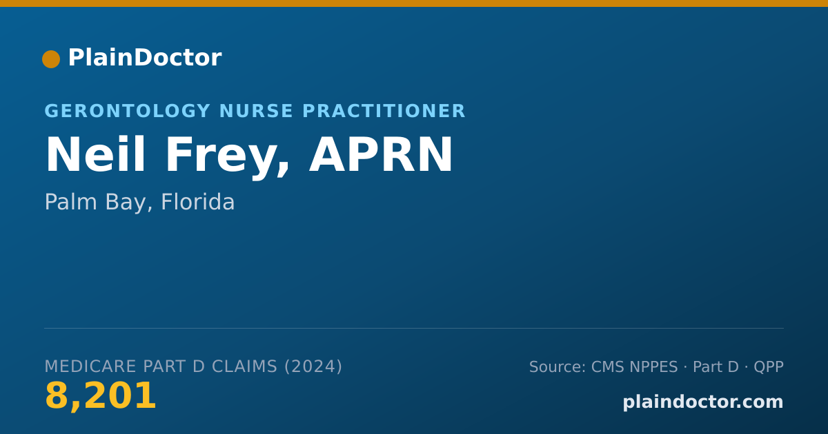 Shareable card for Neil Frey, APRN - Acute Care Nurse Practitioner, Palm Bay, FL