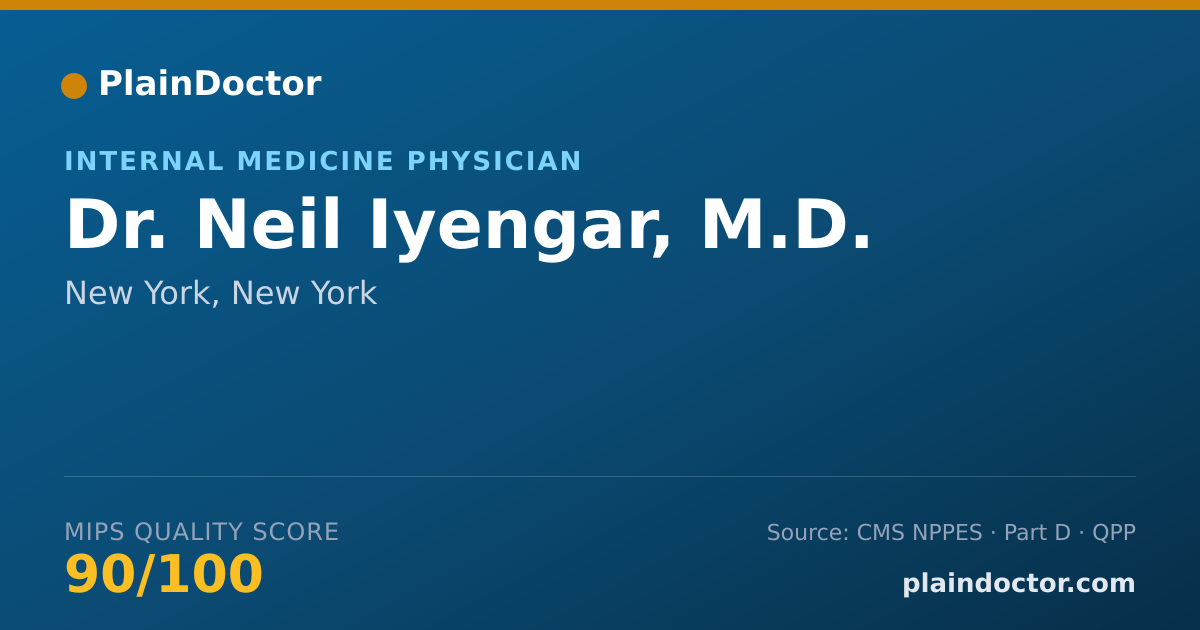 Shareable card for Neil Iyengar, M.D. - Internal Medicine Physician, New York, NY