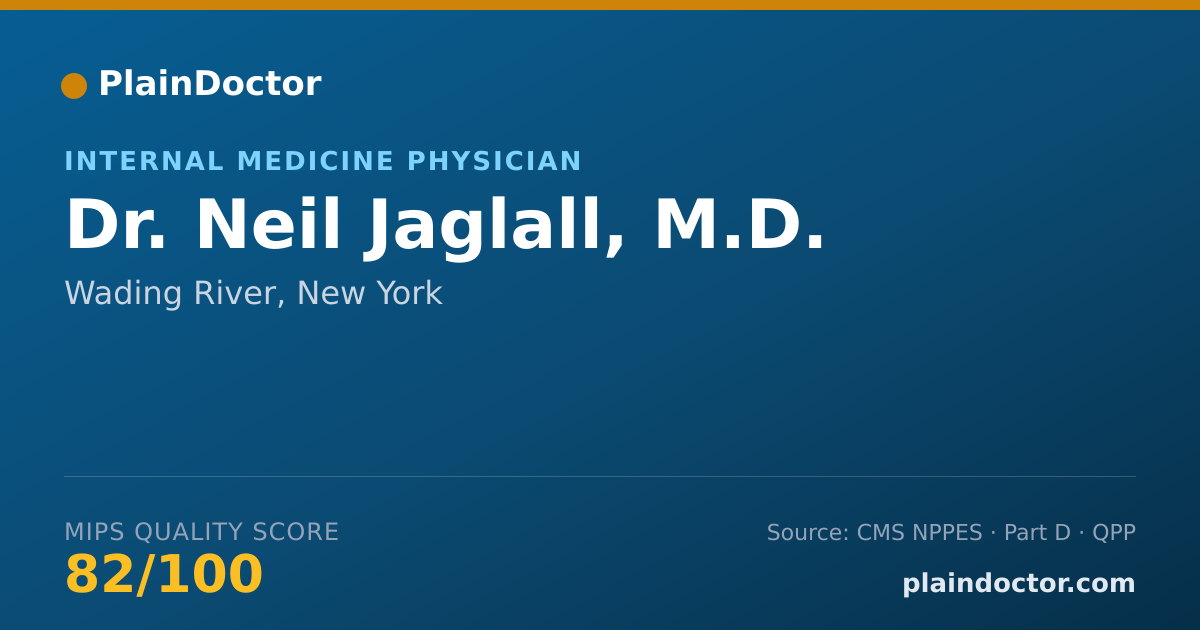 Shareable card for Neil Jaglall, M.D. - Internal Medicine Physician, Wading River, NY