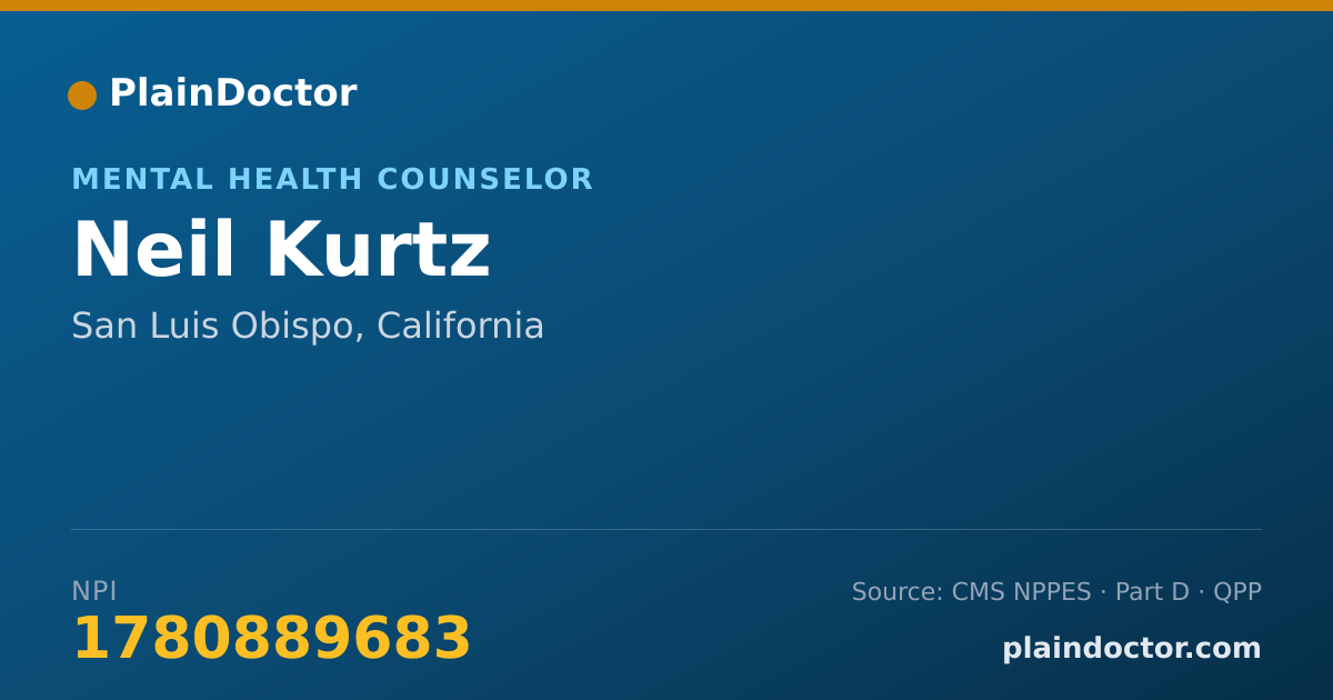 Shareable card for Neil Kurtz - Mental Health Counselor, San Luis Obispo, CA