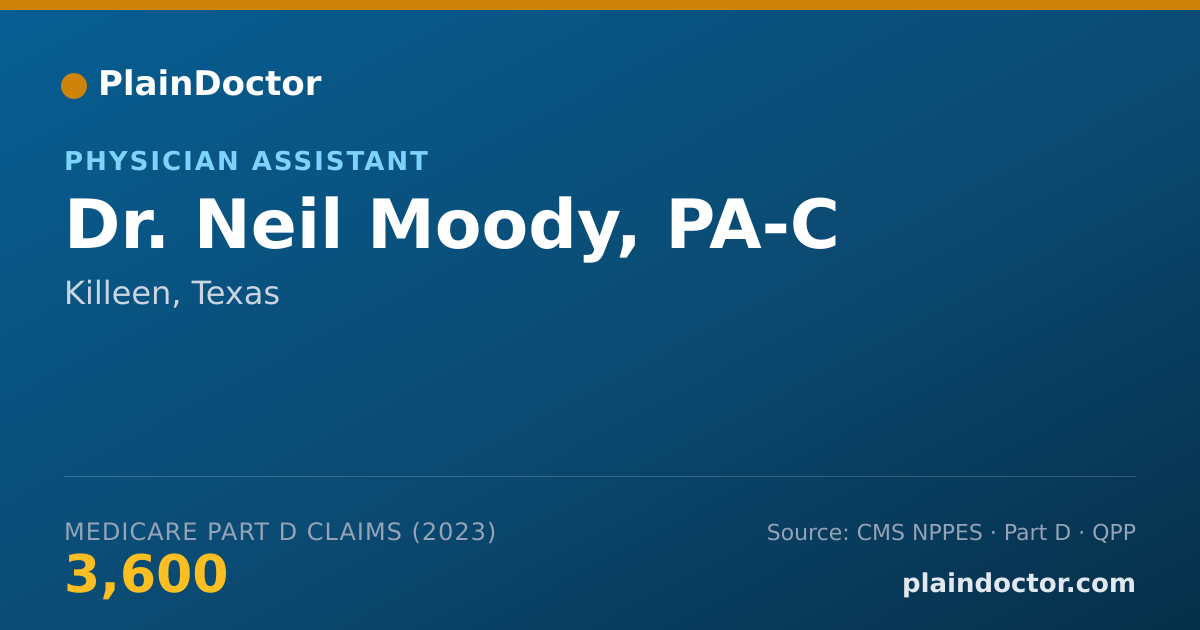 Shareable card for Neil Moody, PA-C - Physician Assistant, Killeen, TX
