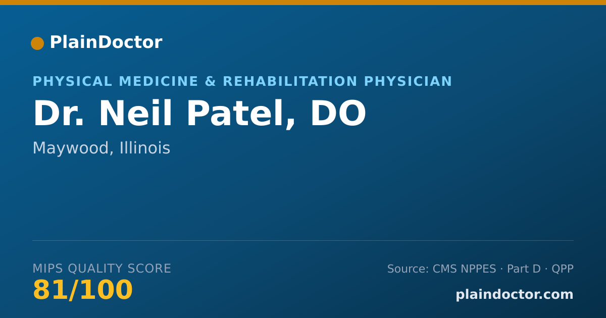 Shareable card for Neil Patel, DO - Physical Medicine & Rehabilitation Physician, Maywood, IL