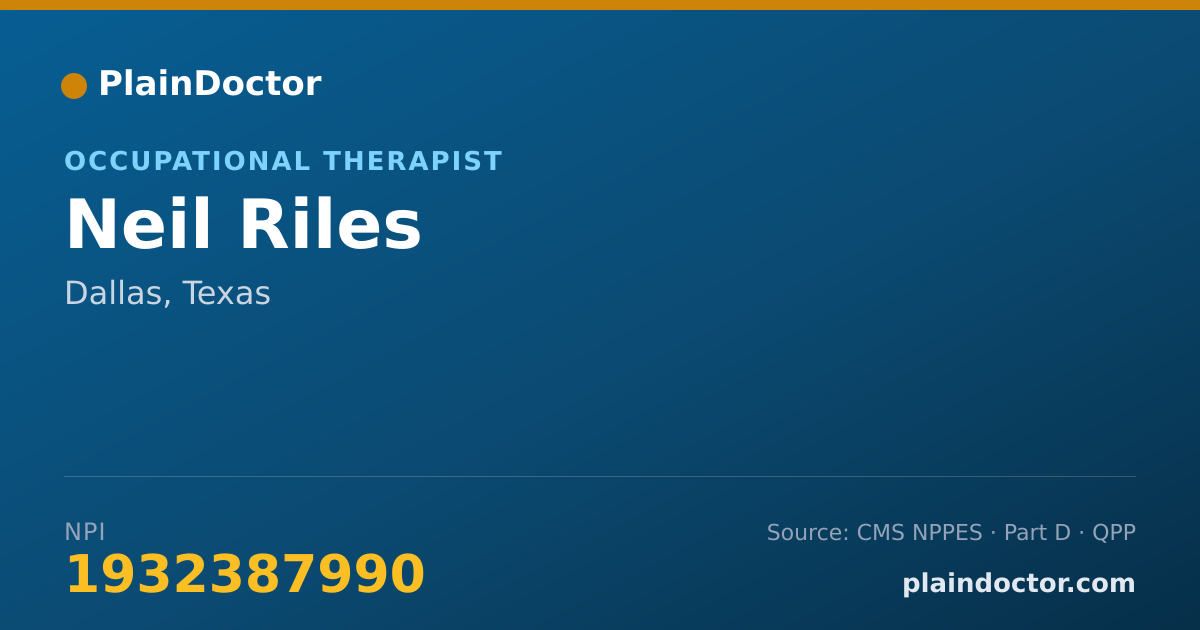 Shareable card for Neil Riles - Occupational Therapist, Dallas, TX