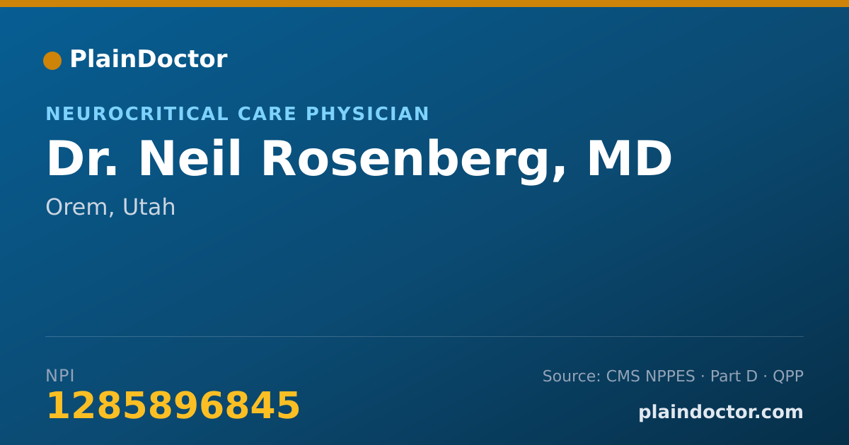 Shareable card for Neil Rosenberg, MD - Neurocritical Care Physician, Orem, UT