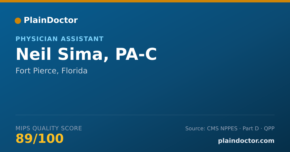 Shareable card for Neil Sima, PA-C - Surgical Physician Assistant, Fort Pierce, FL