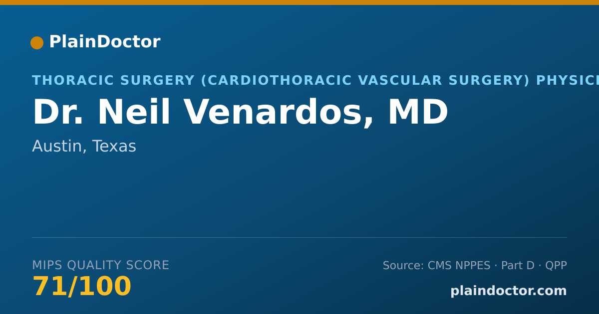 Shareable card for Neil Venardos, MD - Thoracic Surgery (Cardiothoracic Vascular Surgery) Physician, Austin, TX