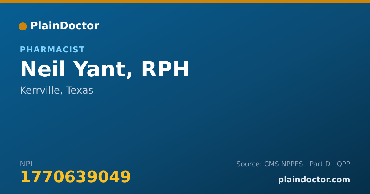 Shareable card for Neil Yant, RPH - Pharmacist, Kerrville, TX