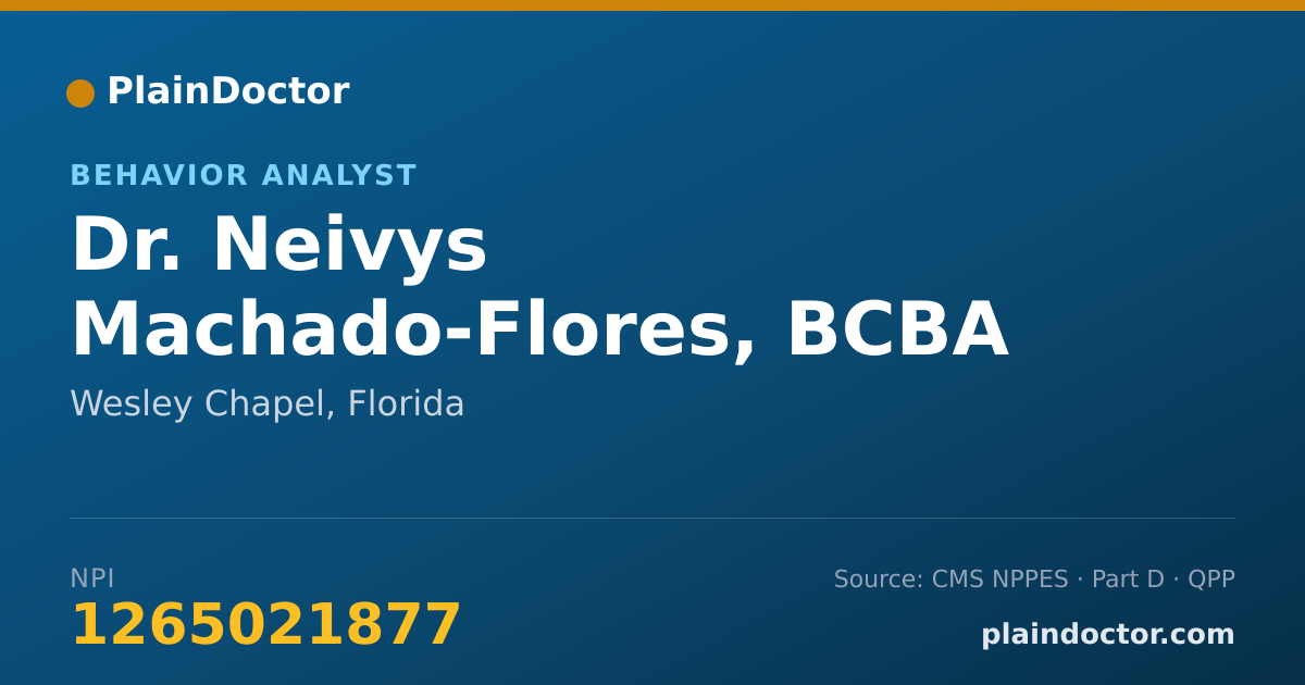 Shareable card for Neivys Machado-Flores, BCBA - Behavior Analyst, Wesley Chapel, FL