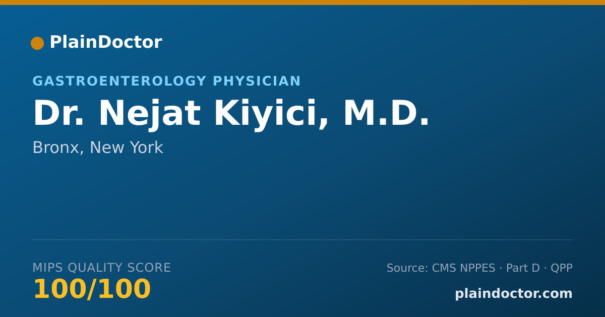 Shareable card for Nejat Kiyici, M.D. - Gastroenterology Physician, Bronx, NY