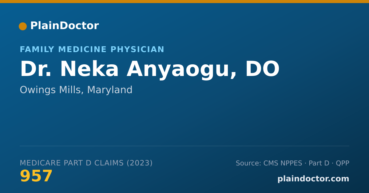 Shareable card for Neka Anyaogu, DO - Family Medicine Physician, Owings Mills, MD