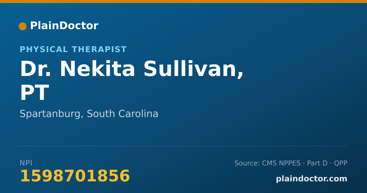 Shareable card for Nekita Sullivan, PT - Physical Therapist, Spartanburg, SC
