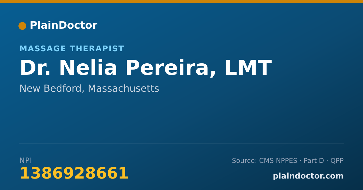 Shareable card for Nelia Pereira, LMT - Massage Therapist, New Bedford, MA