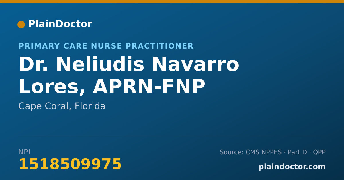 Shareable card for Neliudis Navarro Lores, APRN-FNP - Primary Care Nurse Practitioner, Cape Coral, FL