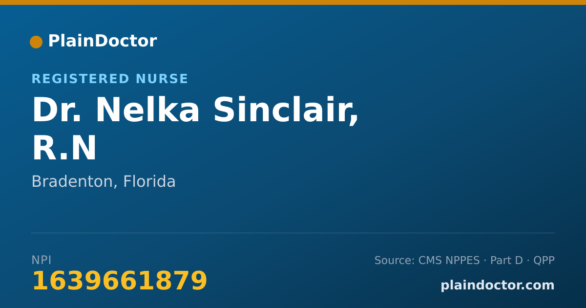 Shareable card for Nelka Sinclair, R.N - Registered Nurse, Bradenton, FL