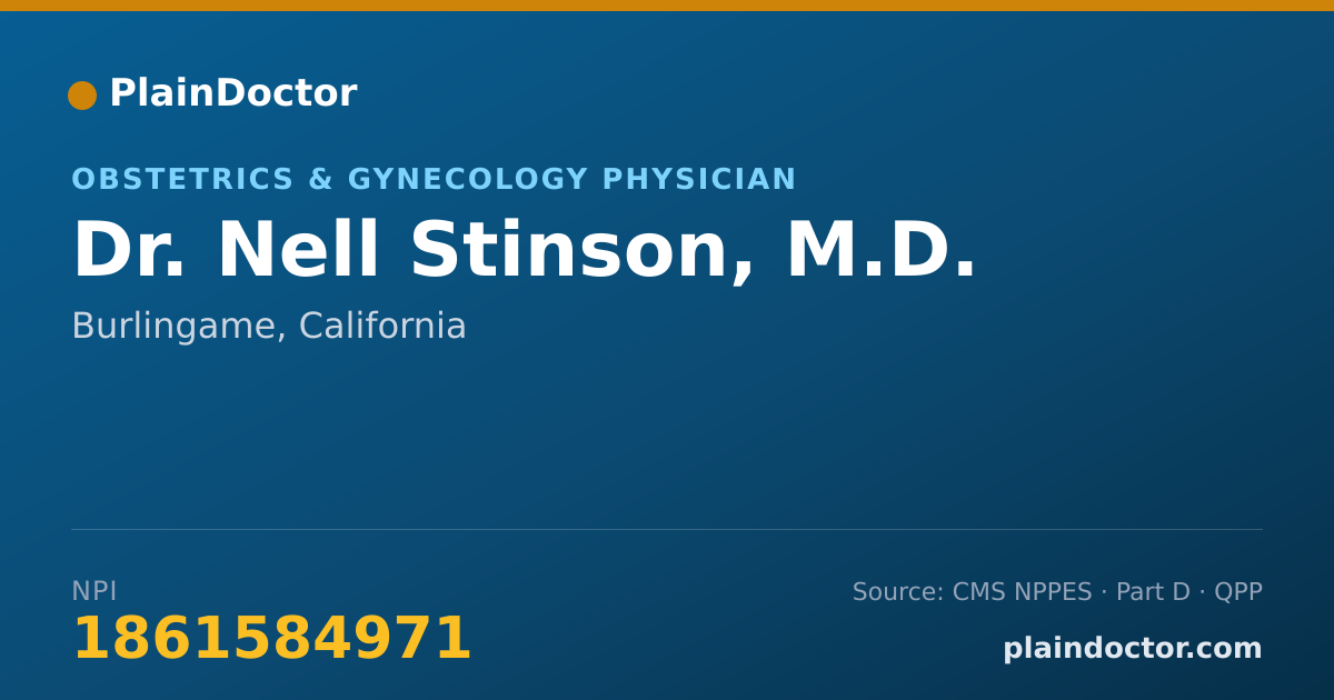 Shareable card for Nell Stinson, M.D. - Obstetrics & Gynecology Physician, Burlingame, CA