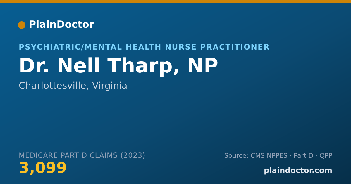Shareable card for Nell Tharp, NP - Psychiatric/Mental Health Nurse Practitioner, Charlottesville, VA