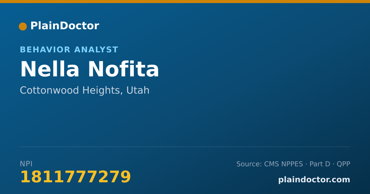 Shareable card for Nella Nofita - Behavior Analyst, Cottonwood Heights, UT